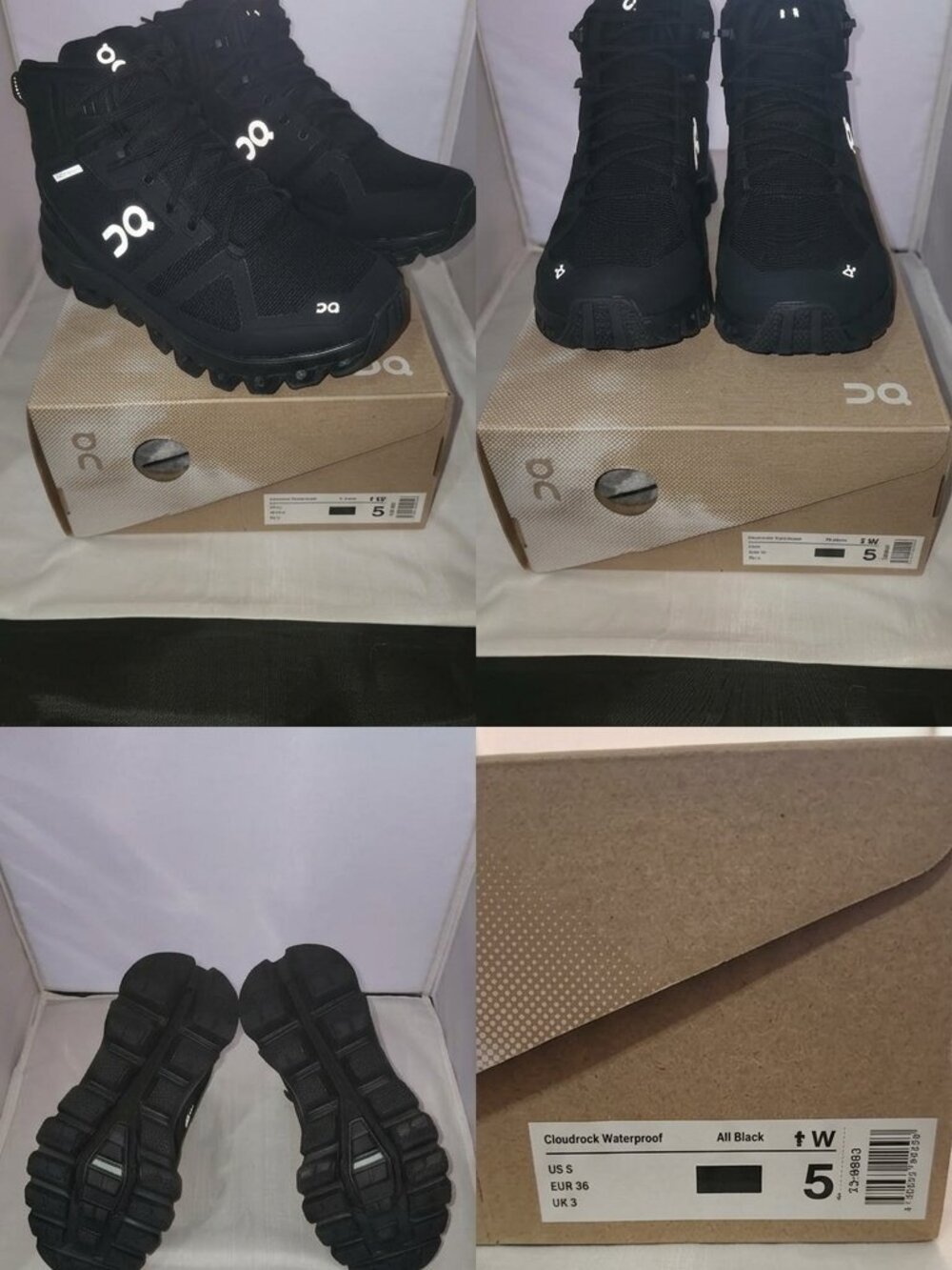 On Cloudrock Waterproof Mid Hiking Boots All Black Women's Size 5.5 NIB